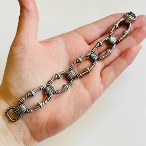 Brighton retired chunky Bracelet Bar link Signed Silver Plate chain designer